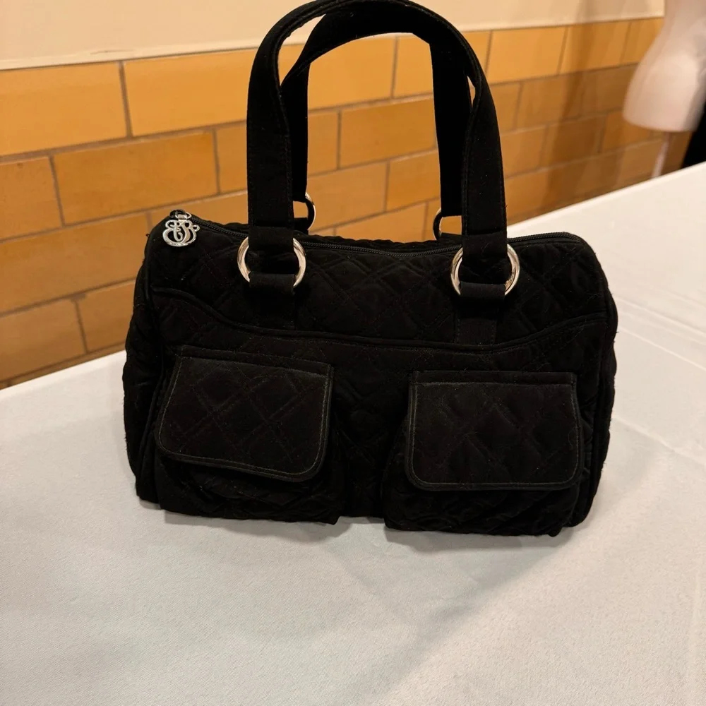 Vera Bradley black cargo microfiber satchel